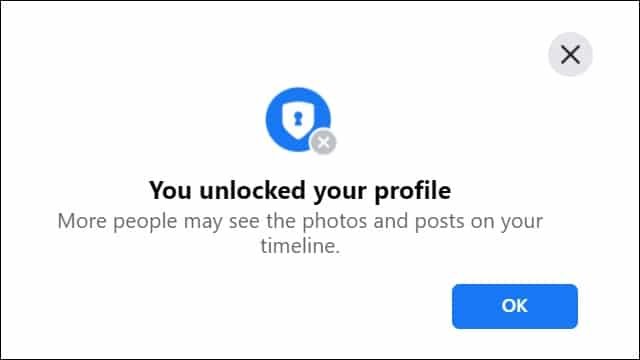 Facebook - You unlocked your profile